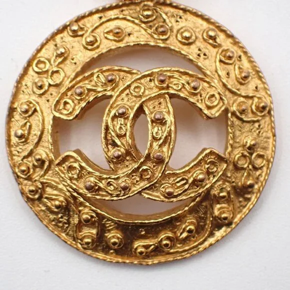 CHANEL CC Logo Necklace Pendant Top Charm 94A Gold GHW France Vintage 73RL695 - Picture 7 of 10